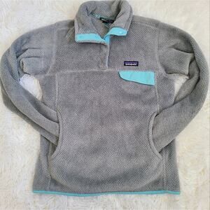 Patagonia Gray And Blue Re-Tool Snap Fleece Pullover Jacket Small